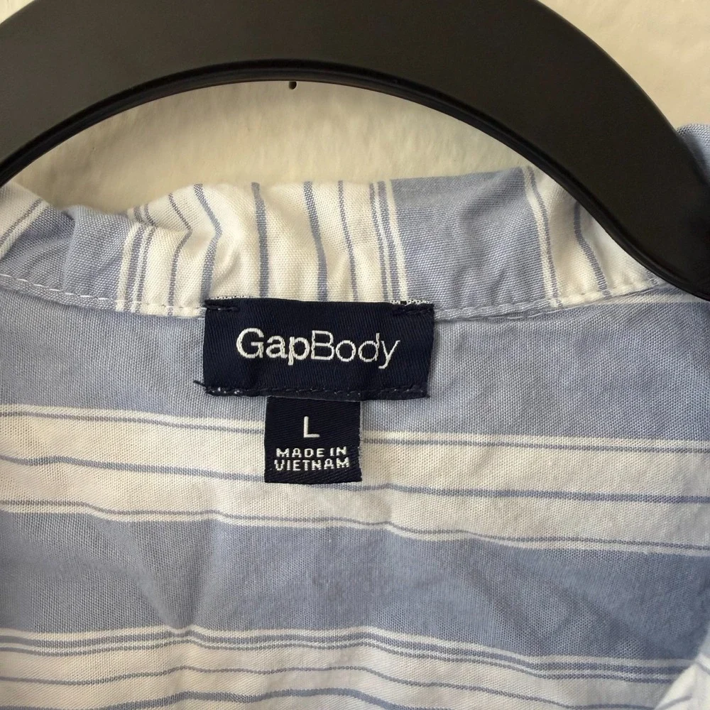 Gap Body Blue White Striped Cotton Button Down Pajama Shirt Large Oversized L